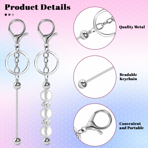 Beadable Keychain Bars Metal Bead Keychain Set for DIY  Projects Making 1