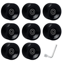 8 Ruedas de PU Negras de 65x36 mm y 78A para Patines y Monopatines de Doble con Rodamientos ABEC-9. Accesorio para Monopatín.