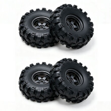 4 Szt. Kół 0,7" z Metalowymi Piastami i Oponami Oraz Zestawem Przeciwwagi do Modelu SCX30 RC w Skali 1/30, w Kolorze Czarnym