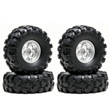 4 Szt. Kół 0,7" z Metalowymi Piastami i Oponami Oraz Zestawem Przeciwwagi do Modelu SCX30 RC w Skali 1/30 w Kolorze Srebrnym