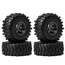 4PCS 0.7" Wheels Metal Hubs All-Terrain Tires Kit for 1/30 SCX30 RC Car Upgrade Parts Black