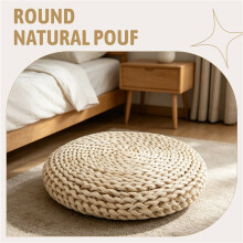 Coussin de Tissage Fait à la Main de Pouf Naturel Rond Remplissez L'Oreiller de Soie de Soie Coussin de SièGe de Chaise de Yoga Doux Coussin de