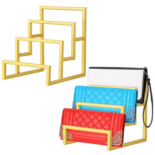 2 Pack 3-Tier Purse Display Stand Gold 2