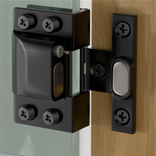 Hydraulic No-Drill Glass Hinge for Wine Showcase Bookcase Cabinet Silver