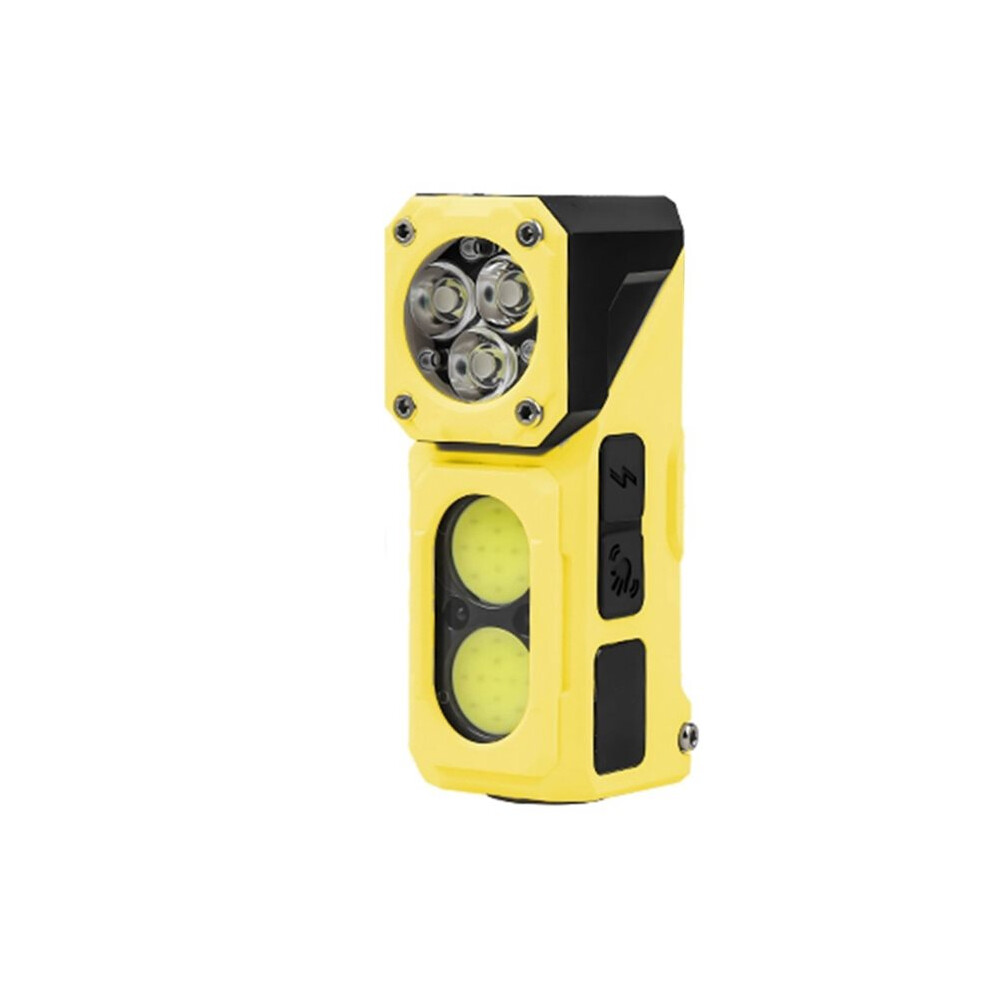 Portable Led Flashlight With Tail Magnet Usb Rechargeable Super Bright Cob Cap Clip Light For Camping Lantern Yellow 4711367345487