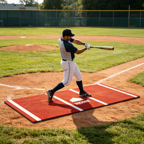 Professional Baseball Training Mat With Alignment Guides-Green 2