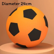 (Orange, Diameter 24cm) Sponge Foam Football Soccer Toy For Children Indoor Silent Sports Noinflate