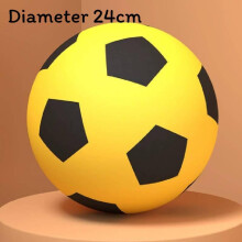 (Yellow, Diameter 24cm) Sponge Foam Football Soccer Toy For Children Indoor Silent Sports Noinflate