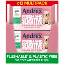 Andrex Fresh and Sensitive Hygiene Wipes, 12 Pack; Flushable Moist