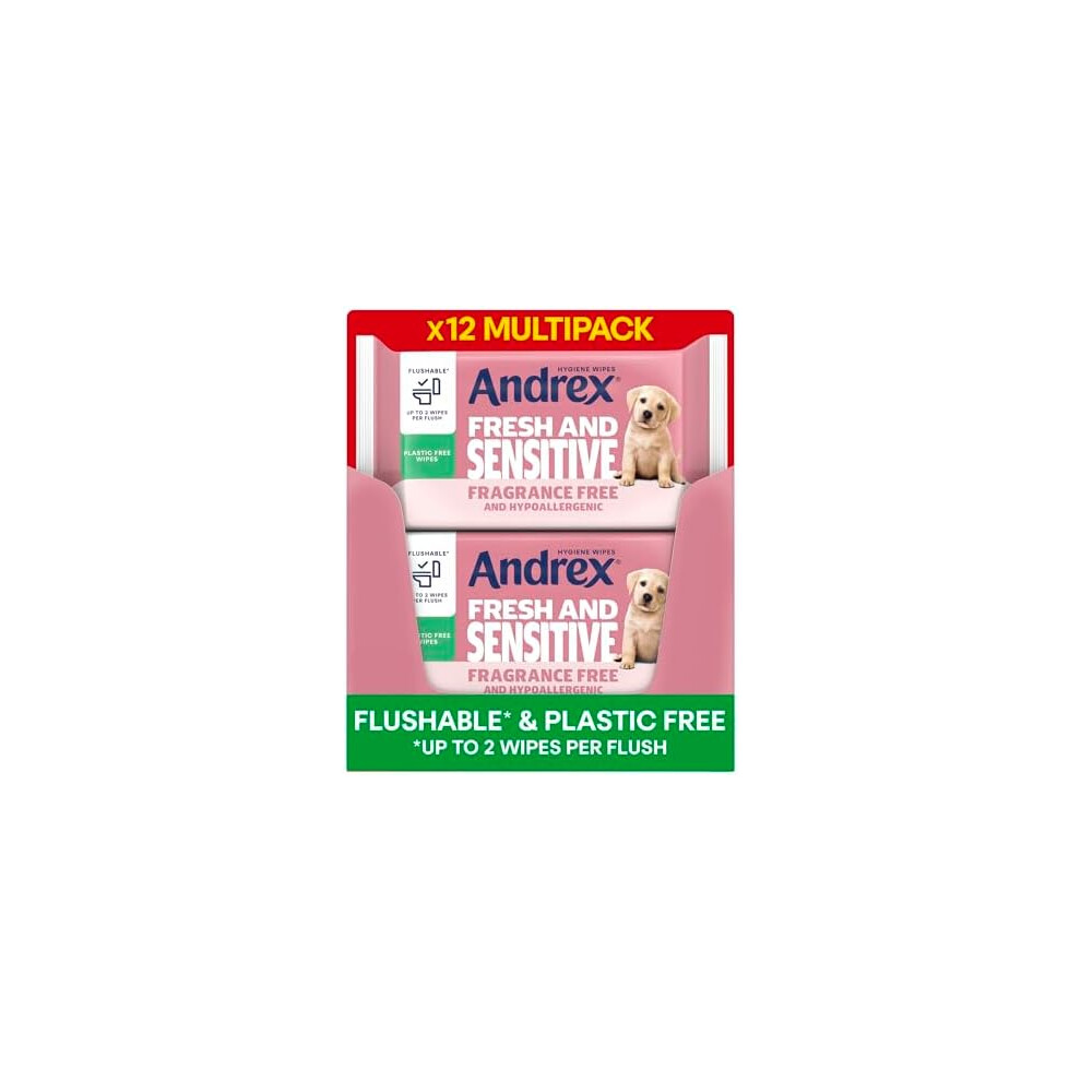 Andrex Fresh And Sensitive Hygiene Wipes, 12 Pack; Flushable Moist