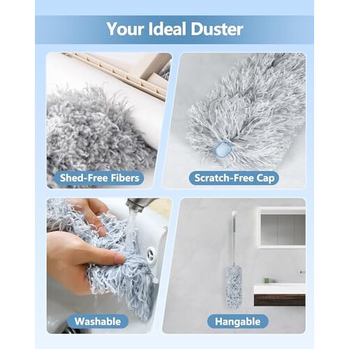 Fogray 2026 Upgraded Extendable Feather Duster with Soft Silicone 2