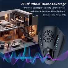 Ultrasonic Pest Repeller High Powered Indoor Plug in Repellent Rodents Roaches Ants Bugs for House Garage Black US Plug