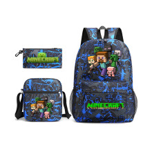 Minecraft Kids 3 Piece Rucksack Set, Large Capacity School Backpack With Lunch Bag & Pencil Case For Boys Girls Back To School