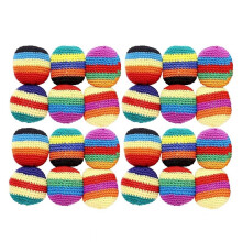 Hand-Made Knitted Footbag Sack,Assorted Foot Bag Crochet ,Colorful Juggling Footbag for Beginner,Handwoven Toss Pack