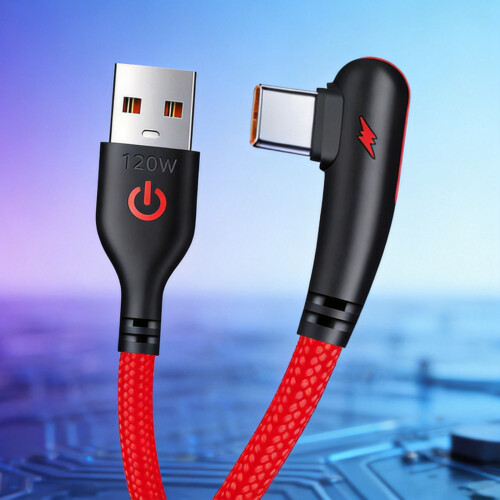 Fast Speed 120W Braided USB to Type C Charging Cable-1.5m Red 1