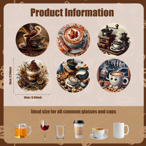 4er Set Hitzebeständige, Rutschfeste Kaffeeuntersetzer, Polyester Getränkeuntersetzer 2