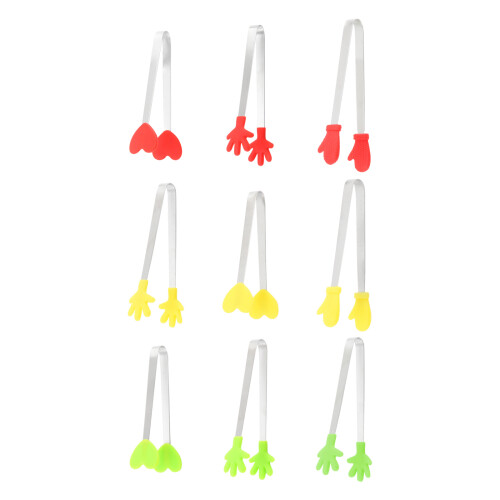 Pinces de service alimentaire en Silicone, 3 pièces, BBQ-Vert 3 1