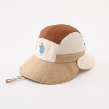 (Khaki)Casquette de protection solaire enfant avec large bord et haut en maille pour écran solaire Playtime