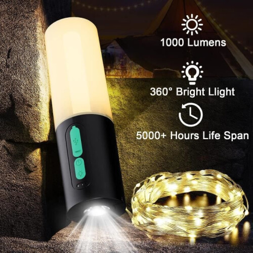 Φανός κάμπινγκ επαναφορτιζόμενος 4000mAh με 7 λειτουργίες φωτισμού και αδιάβροχη 1