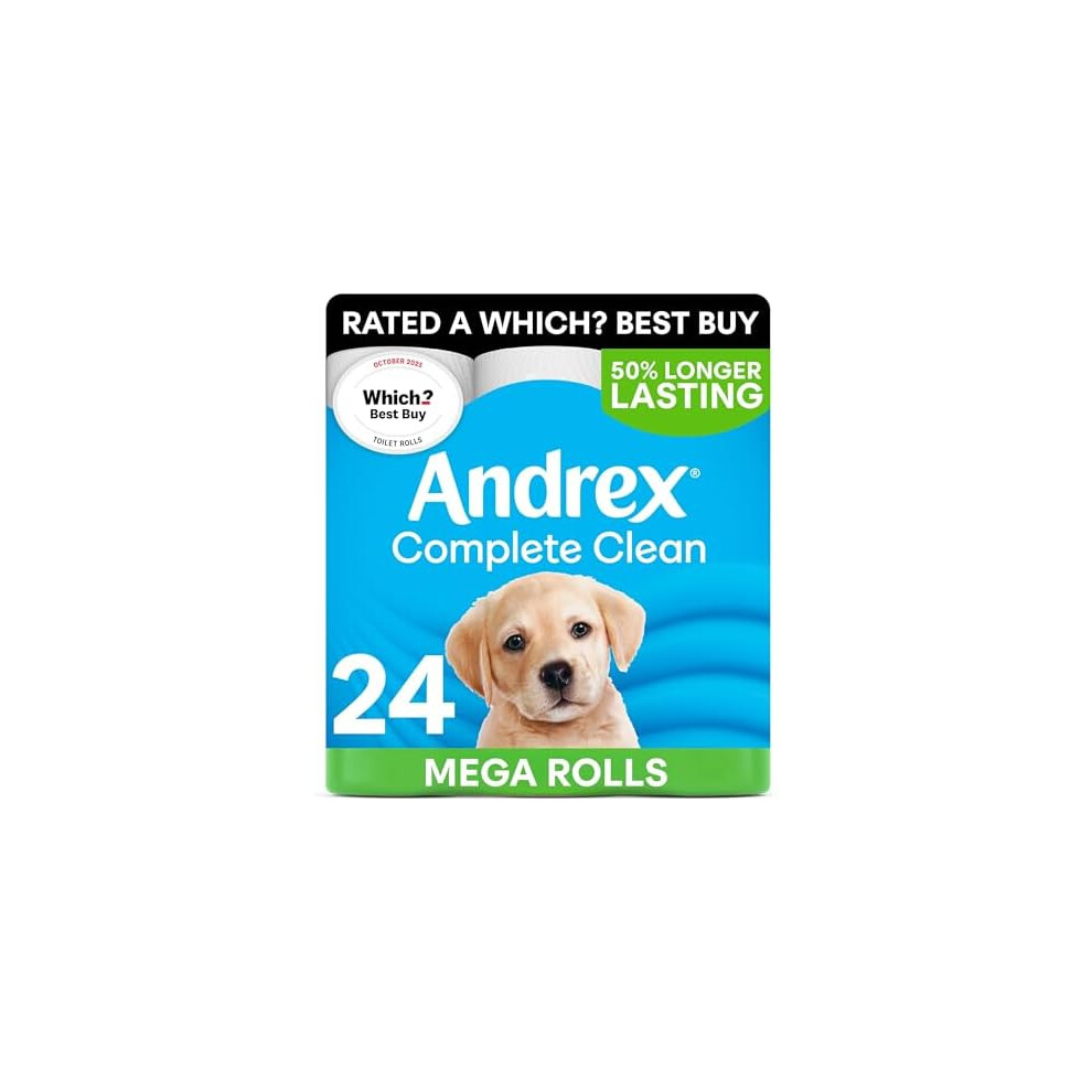 Andrex Complete Clean Toilet Roll - 24 Mega Toilet Rolls (=36