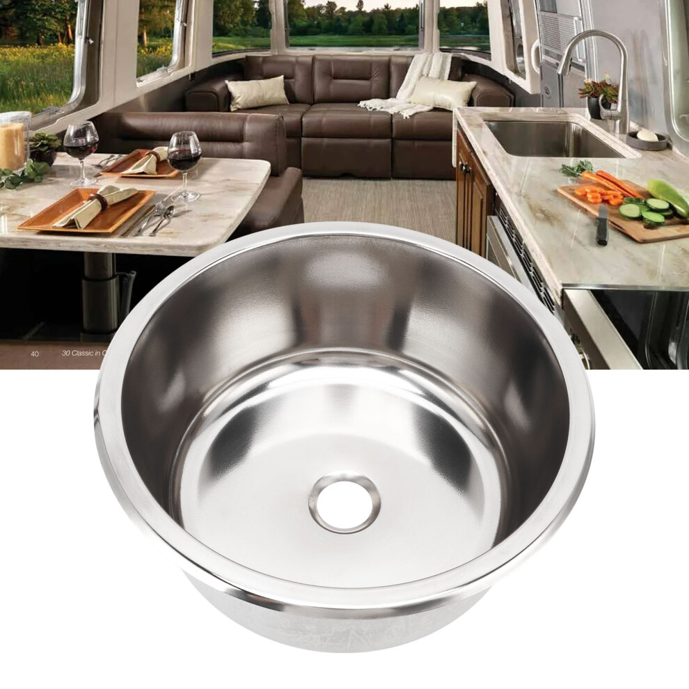 Large Round Sink 295Mm 304 Stainless Steel For Rv 7293282634978