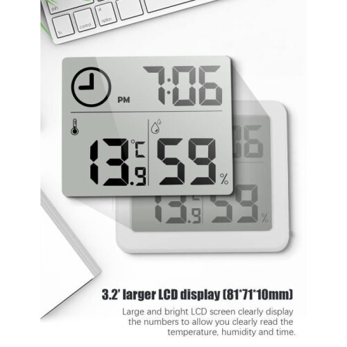 Digital Thermometer Hygrometer - Portable Model - Range - Accuracy - LCD 2