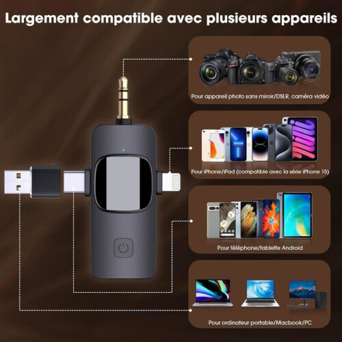 Wireless Lavalier Microphone - Universal - 4 in 1 - Noise Reduction - USB-C - Compatible with iPhone/Android 1