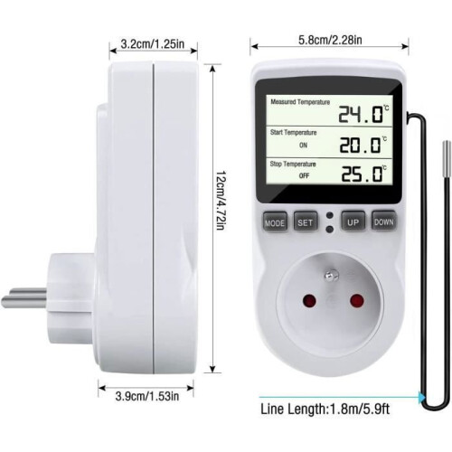 Thermostatsteckdose – Digital – Programmierbar – LCD-Display – 1,8 m Sonde 2