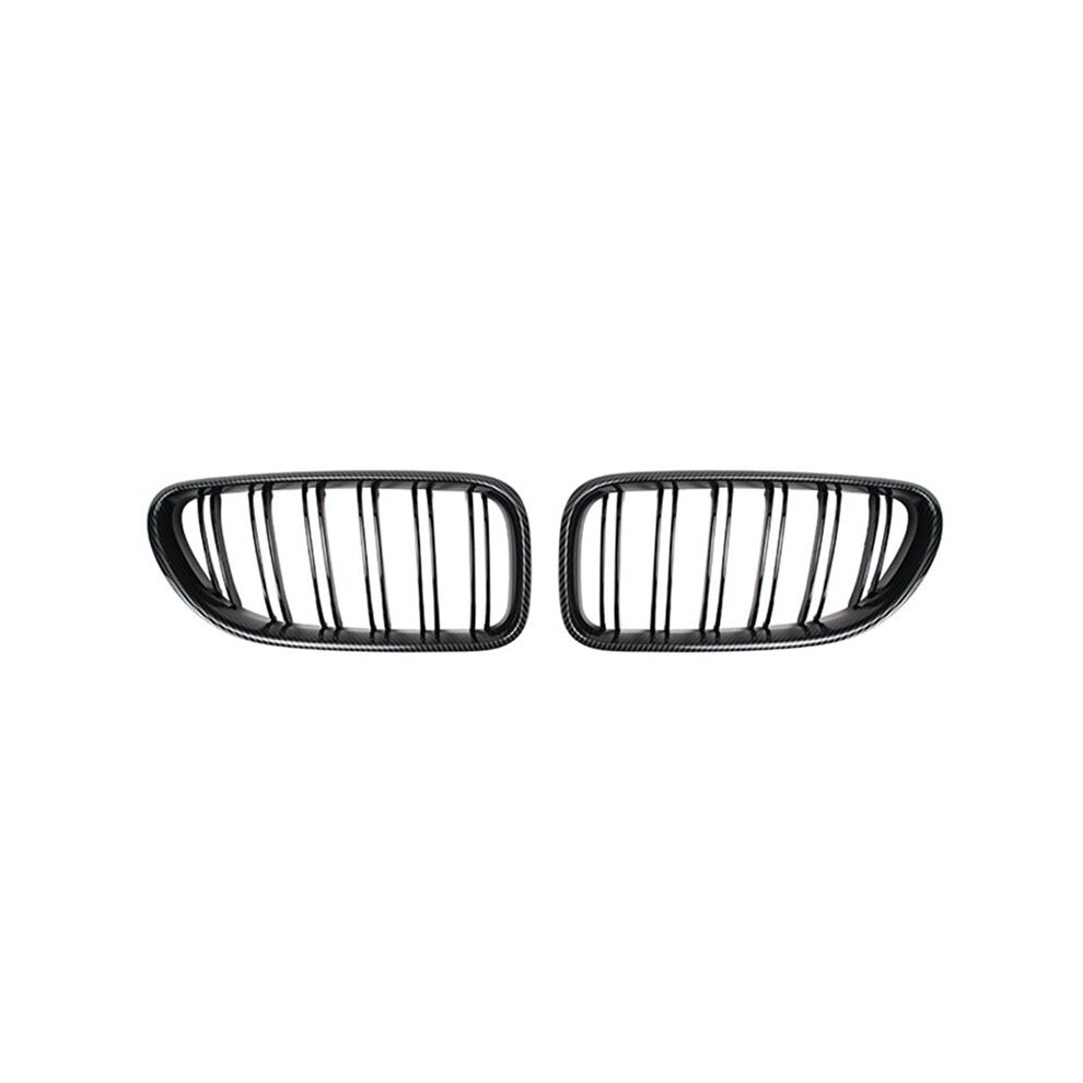 For F06 F12 F13 6-Series M6 Style 2012-2017 Carbon Fiber Style + Gloss Front Grilles Grille Black 4713010387387