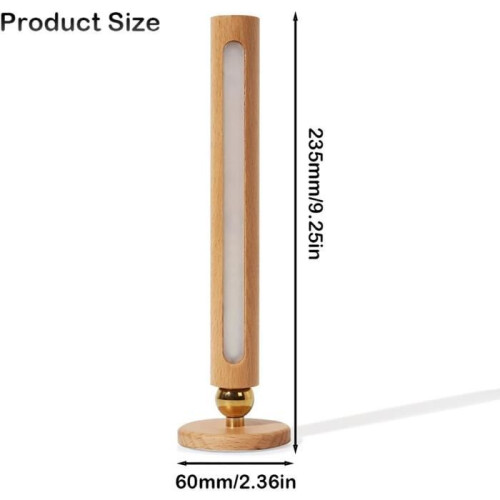 LED Wall Light, 360 Degree Rotating, USB Rechargeable, Solid Wood, Dimmable, Modern Decorative Lamp 2