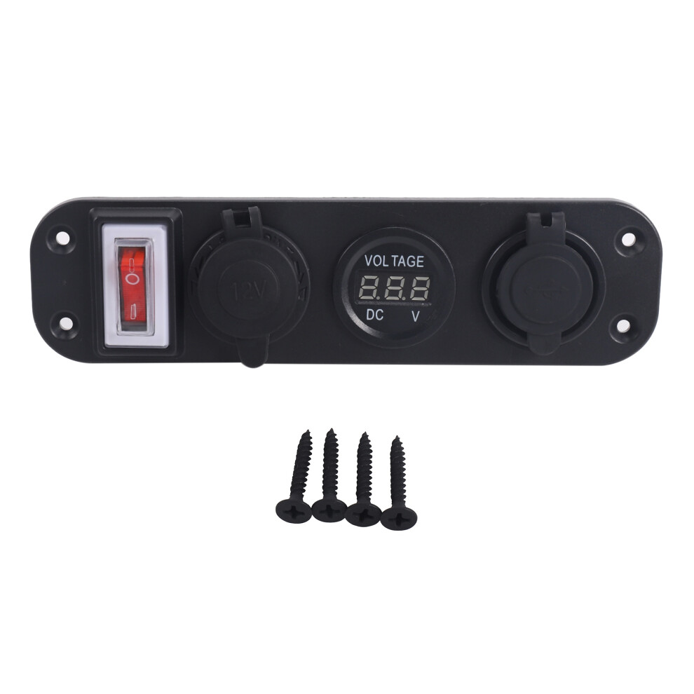 4 In 1 Dual Qc3.0 Power Charger C-Igarette Lighter Socket Digital Voltmeter With Rocker & Control 6031982823459