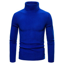 (Royal Blue,XL)Camiseta para Hombres Manga Larga Sólida Cuello Alto Cuello Alto Pullover Jersey Suéter Top