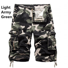 (Light ArmyGreen,32)Pantalones Cortos Hombre Tácticos Militares Ejército Camuflaje Calce Ajustado Carga