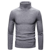 (DarkGray,M)Camiseta para Hombres Manga Larga Sólida Cuello Alto Cuello Alto Pullover Jersey Suéter Top