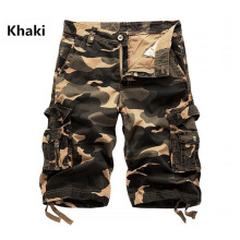 (Khaki,40)Pantalones Cortos Hombre Tácticos Militares Ejército Camuflaje Calce Ajustado Carga