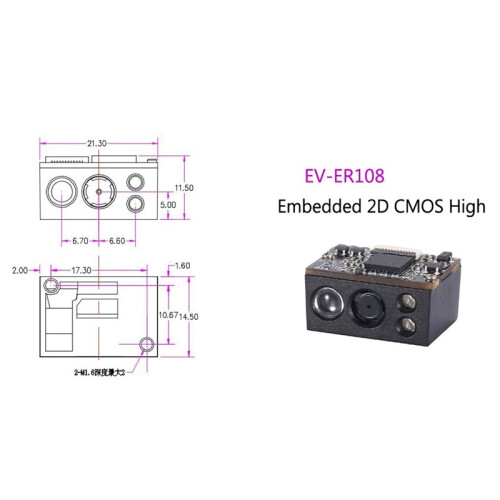 Module de Scanner de Code-Barres PDF417 2D Intégré ER108 avec Carte de Test et Câble 12 Broches Moteur de Machine Haute Résolution USB