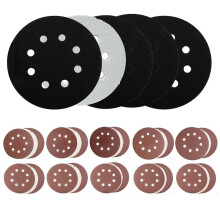 5PCS 5 Inch 8 Holes Foam Sanding Pads for Orbital Sander Hook and Loop Buffer Backed Cushion with 40PCS Sanding Discs