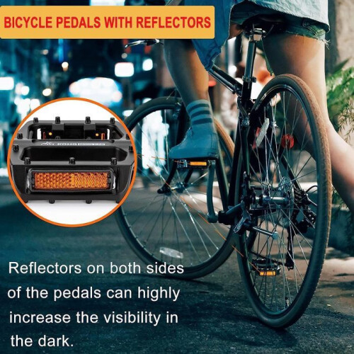 Pedais de alumínio antiderrapantes com refletores, plataforma de 9/16 polegadas para bicicletas BMX e MTB. 2