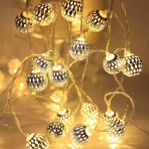 Moroccan string lights, LED string lights, Christmas decoration, indoor string lights, warm white LED, bauble
