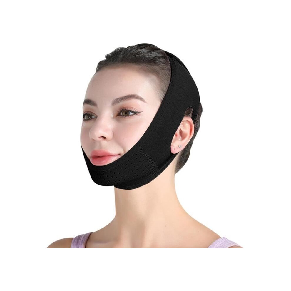 Aihontai Black V-Line Face Lifting Bandage Slimming Mask V-Shaped Slimming Face Lifting Double Chin (Black).
