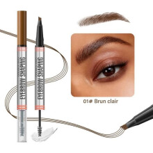 Eyebrow Pencil - Waterproof - Transfer-Proof - with Eyebrow Gel - 2-in-1 Microblading Pencil #01 Light Brown