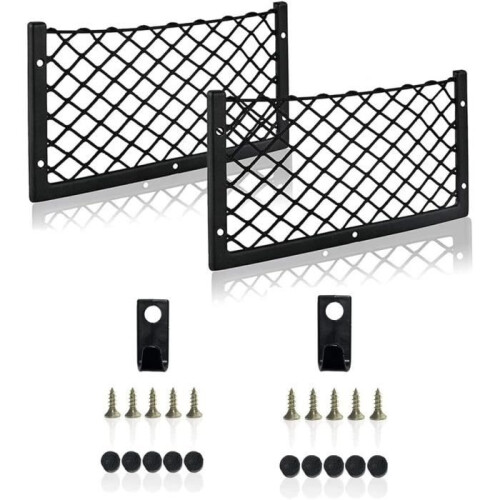 Set of 2 elastic storage nets with plastic hooks for car, caravan, motorhome, boat[80]
