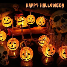 Halloween Pumpkin String Lights, 3m 20 LEDs, Pumpkin Garland, Autumn Garland, Halloween Wall Decoration