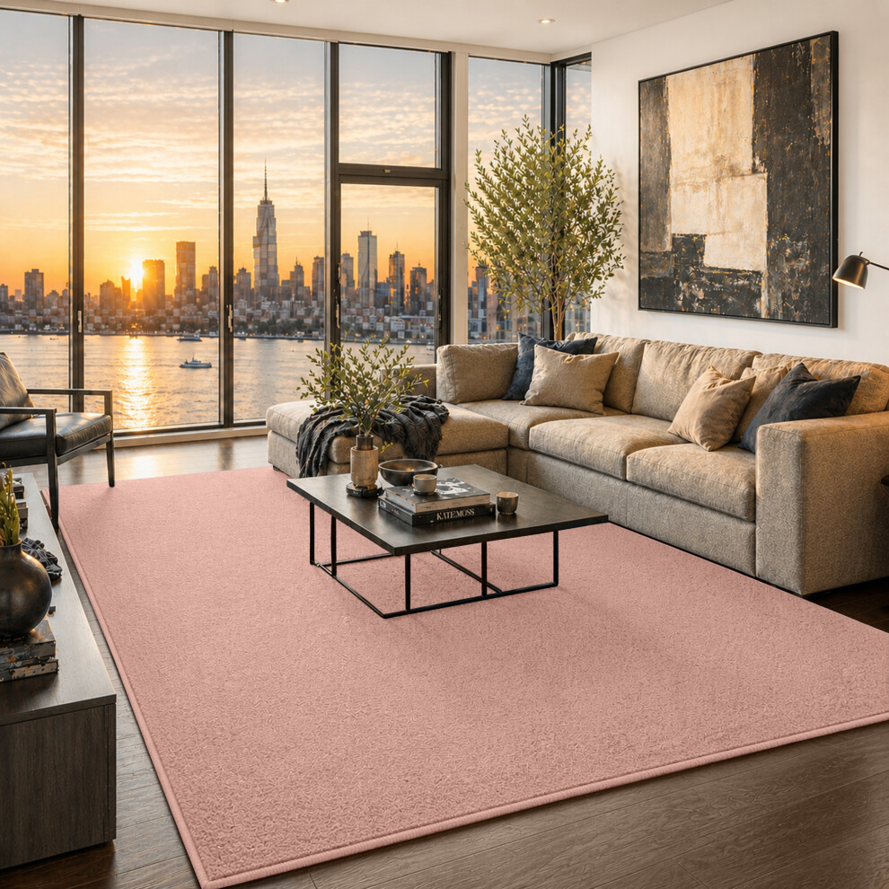 Oxford Homeware (200X290 Cm, Dust Rose ) Nonslip Soft Shaggy Fluffy Rugs Livingroom Bedroom Carpets Large Area Rug & Floor Door Mats Pink