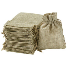 Jute Linen Pouches, 100 Pieces, Gift Bags for Wedding Favors, Candy, Jewelry, 135 x 95 cm, YYV