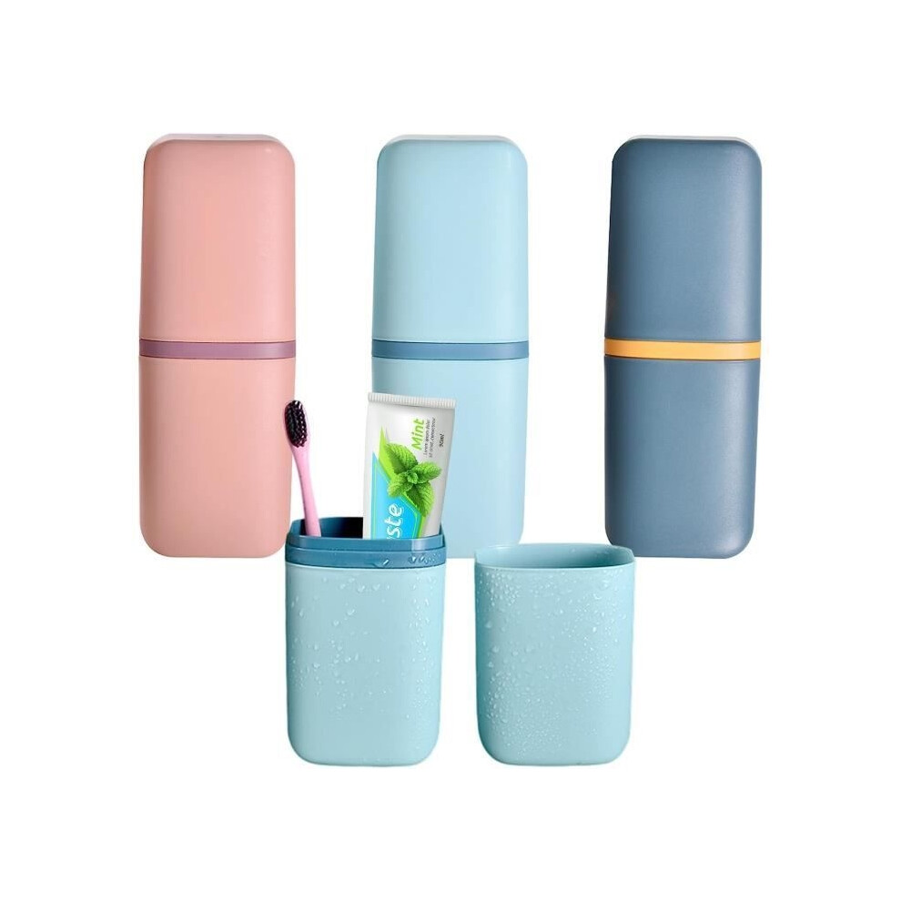 Aihontai 3-Piece Travel Toothbrush Case, Plastic Toothbrush Holder, Portable Washing Cup Holder, Brush Cup
