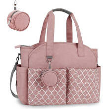 Baby Diaper Bag, 13 Pockets, Multiple Storage Compartments, Maternity Bag, Travel Diaper Bag with Shoulder Strap (Pink)