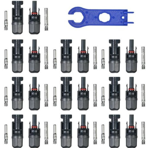 Cable connectors - MC4 - 10 pairs - Male/Female - 63 A - Black