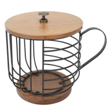 Vvikizy Coffee Pod Storage Organizer, Iron Coffee Pod Holder, Large Black Art Cafe Design with Lid
