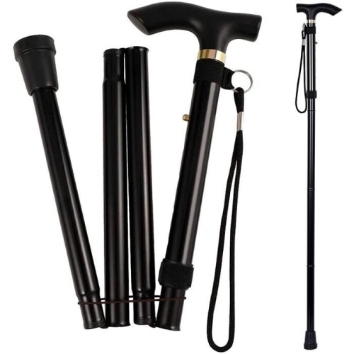 Folding and Adjustable Walking Stick, Portable Walking Stick, Folding Mountaineering Stick, Height 60